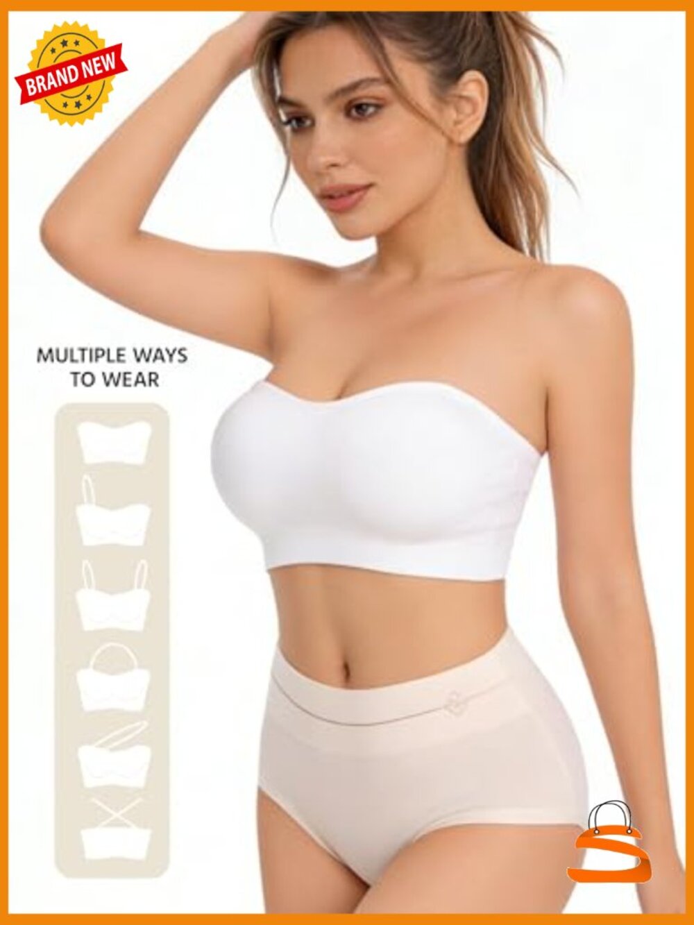 Strapless Padded Wireless Supportive Seamless Tube Top Bra, 1/2 Pack View 4